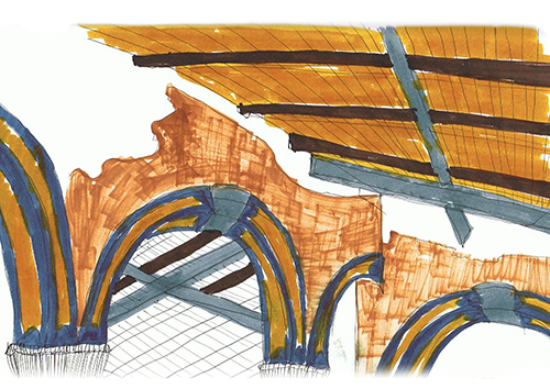 Arcos e tecto do açougue